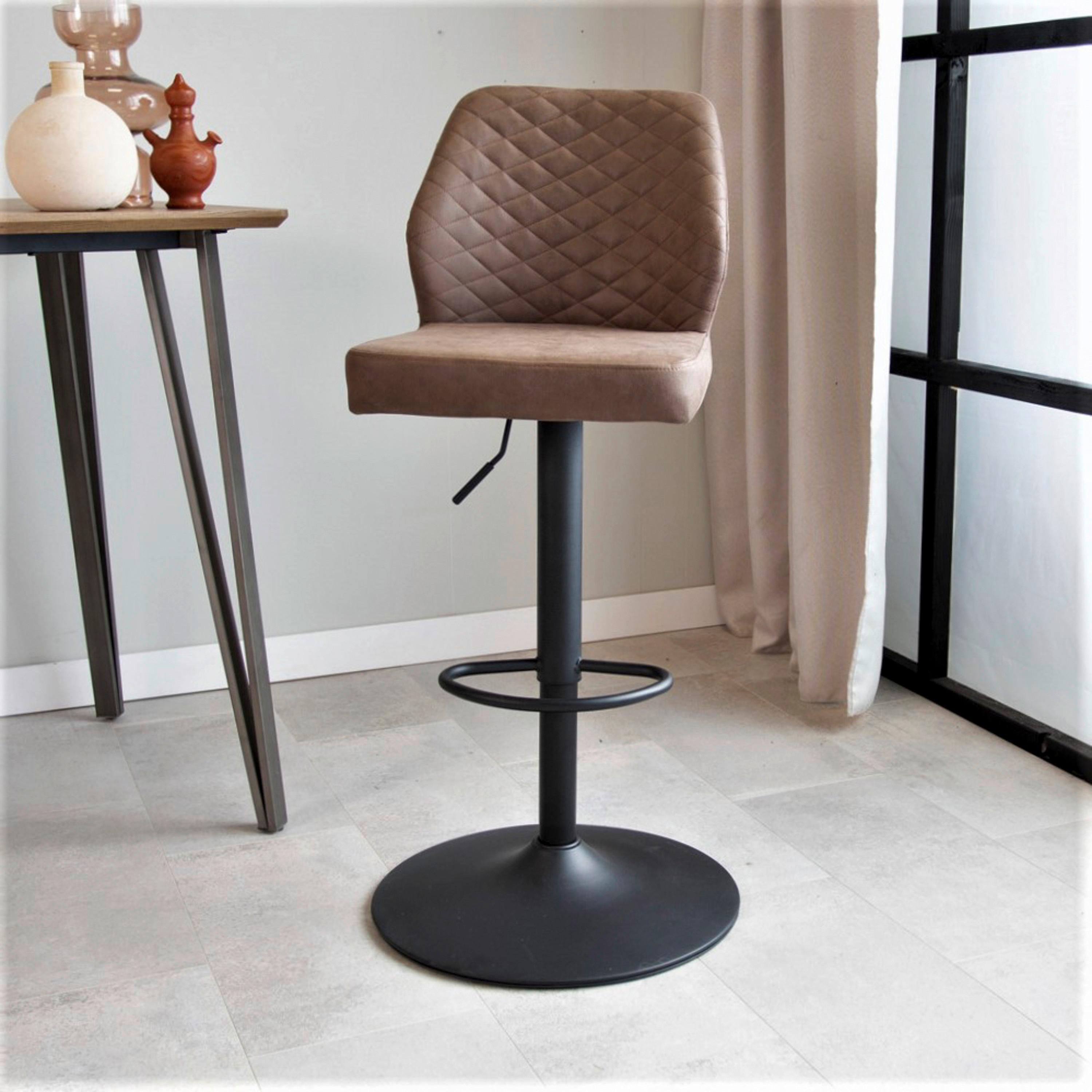 Barhocker-Set Grayson - Taupe/Schwarz, KONVENTIONELL, Textil/Metall (42/114/52cm) - MID.YOU