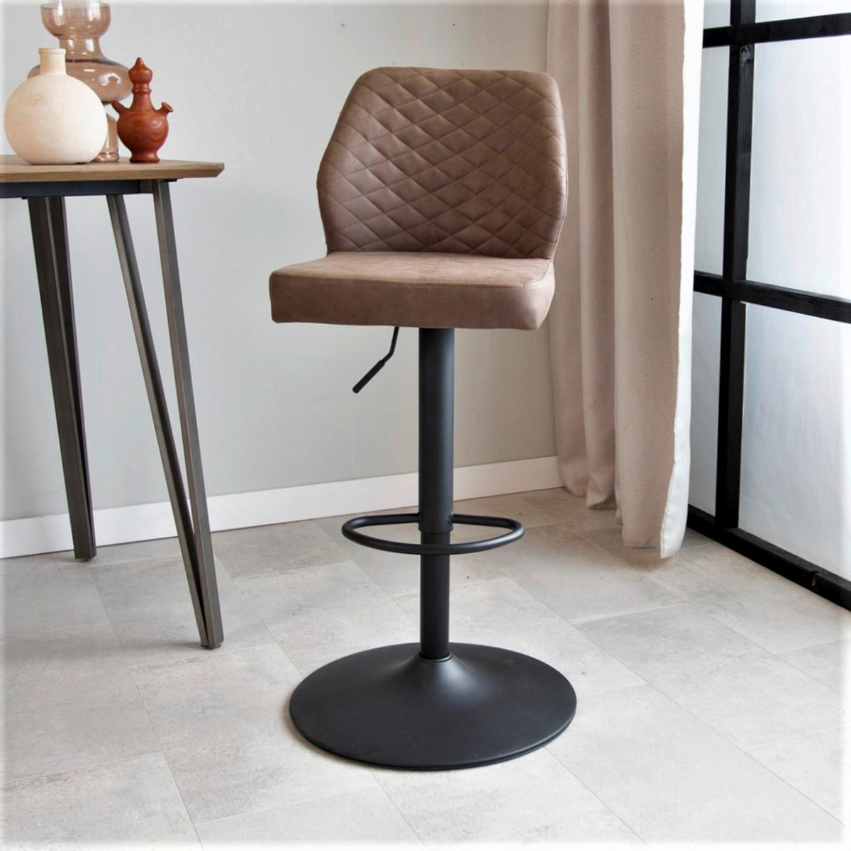 Barhocker-set Grayson - Taupe/Schwarz, KONVENTIONELL, Textil/Metall (42/114/52cm) - MID.YOU