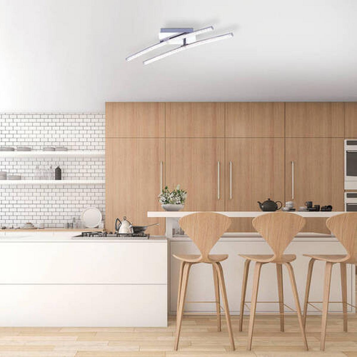 Led-deckenleuchte Simon L: 58 Cm, 2-Flammig - Chromfarben, Design, Metall (58/51/10cm)