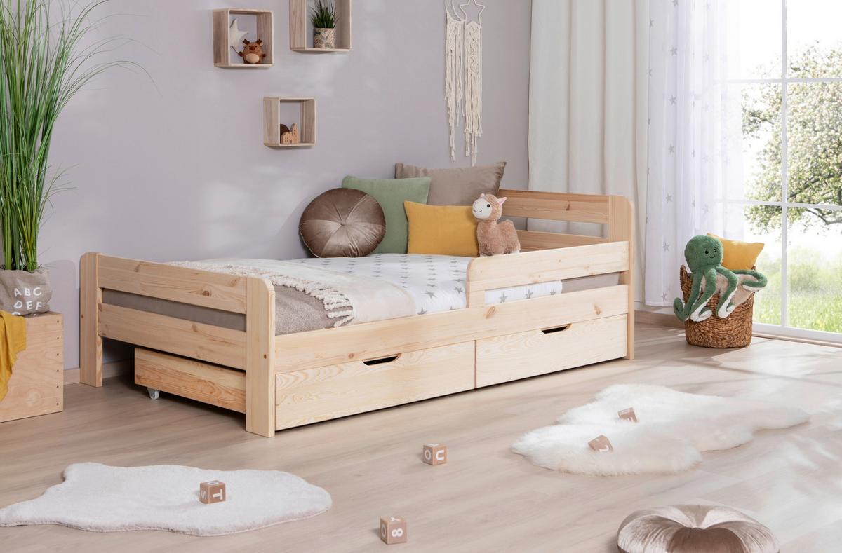 Bett Bennet Naturfarben inkl. Zubehör, 120x200 cm - Naturfarben, MODERN, Holz/Textil (120/200cm) - MID.YOU