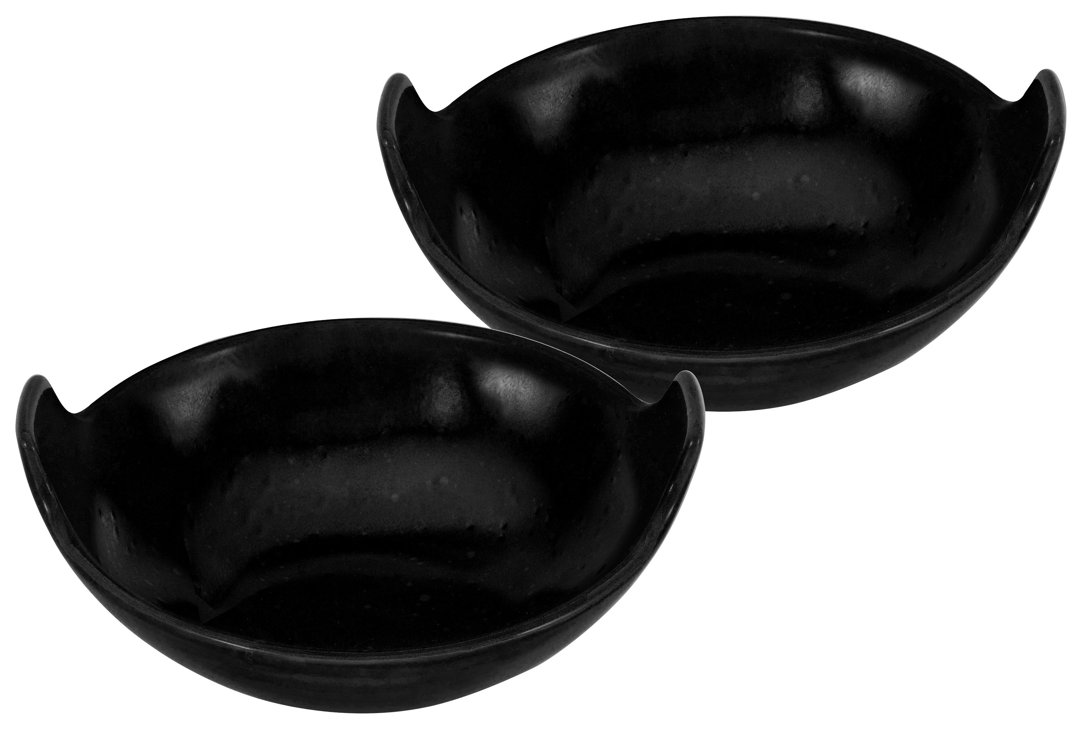 Schüsselset Steinzeug Schwarz 2-tlg. BxH: 17x15,5 cm - Schwarz, Design, Keramik (17/15,5cm) - Creatable