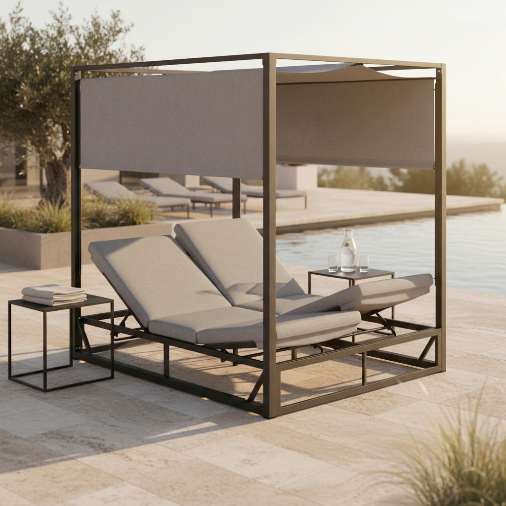 ZAHRADNÍ LEHÁTKO AVIVA - světle šedá, Moderní, kov/textil (148/196/200cm) - Bessagi Garden