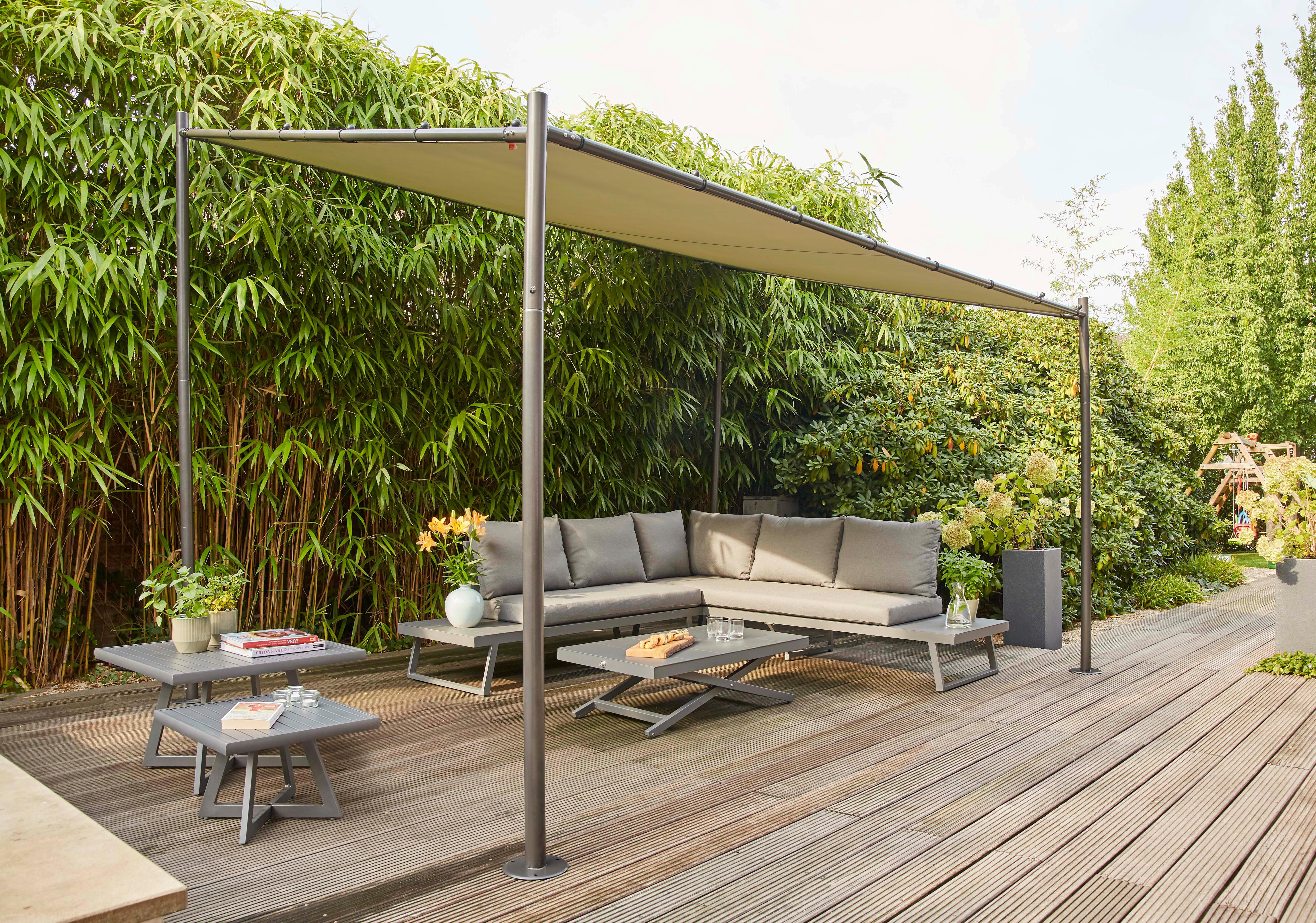 Pavillon Levino 400x300 cm Rostfrei - Anthrazit/Hellgrau, KONVENTIONELL, Textil/Metall (400/284/300cm) - Siena Garden