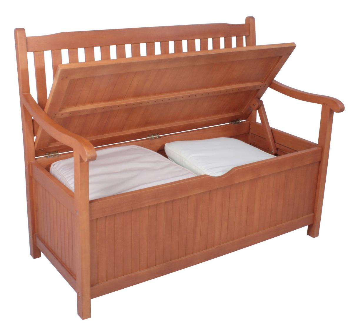 Gartenbank Holz 2 Sitzer Housten Integrierte Truhe - Braun, Basics, Holz (59/90/107cm)