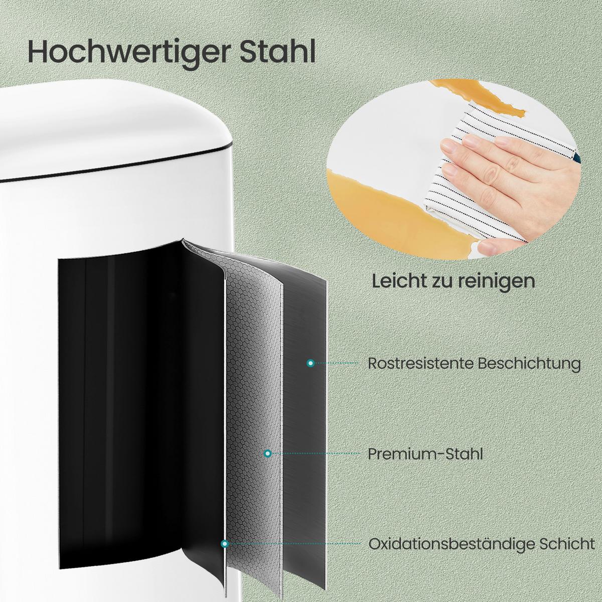 Abfallsammler Weiß B: 34,5 Cm - Schwarz/Weiß, Basics, Kunststoff/Metall (34,5/62/32,5cm)