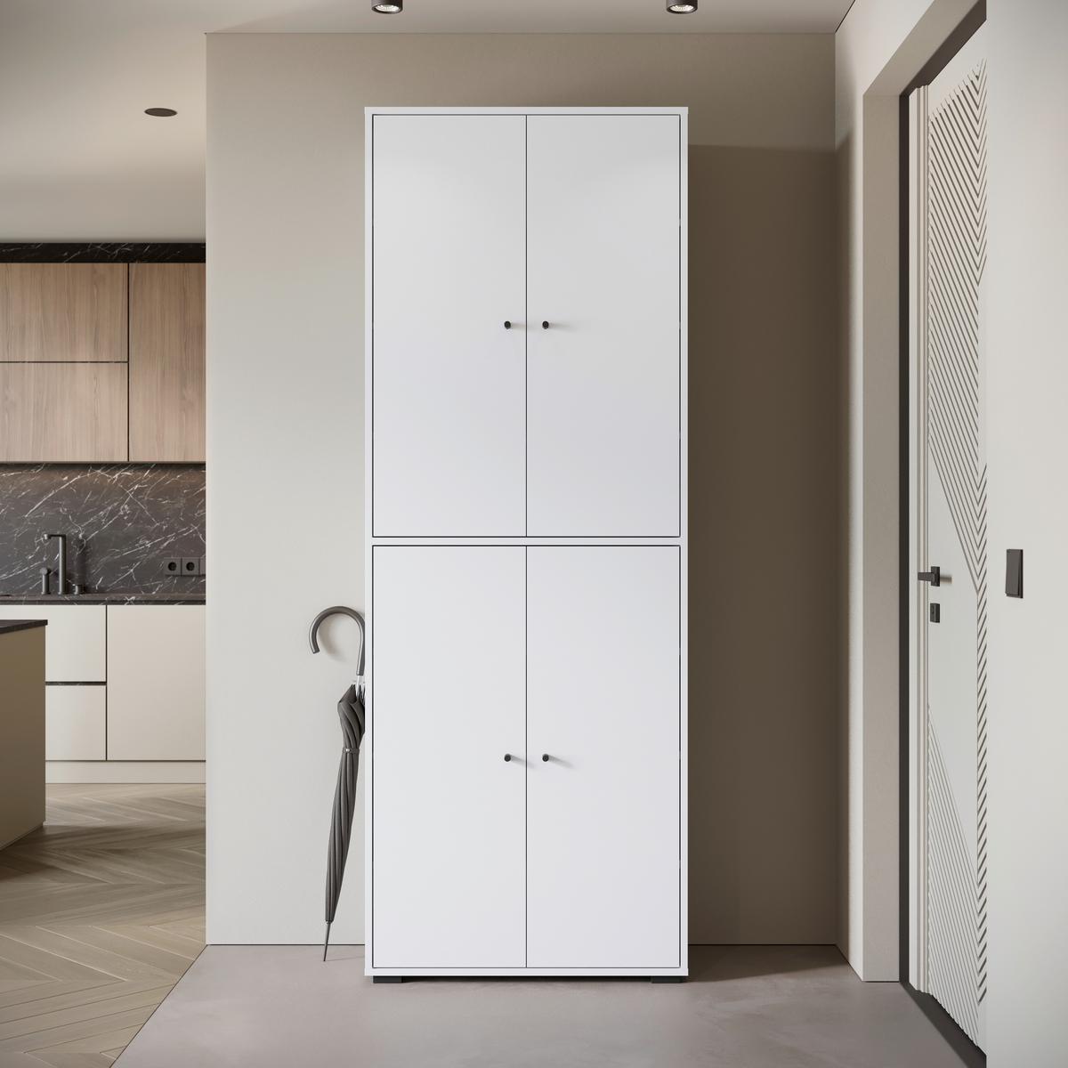 Schuhschrank Dino 023 Weiß B: 70 cm - Schwarz/Weiß, Basics, Holzwerkstoff (70/190/33cm) - P & B