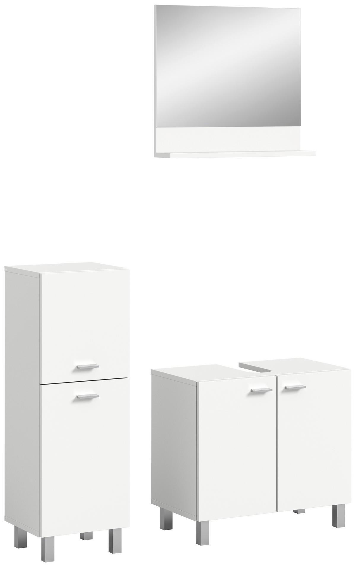 Badezimmer Boston Weiß B: 87 Cm - Silberfarben/Weiß, MODERN, Glas/Holzwerkstoff (87cm) - MID.YOU