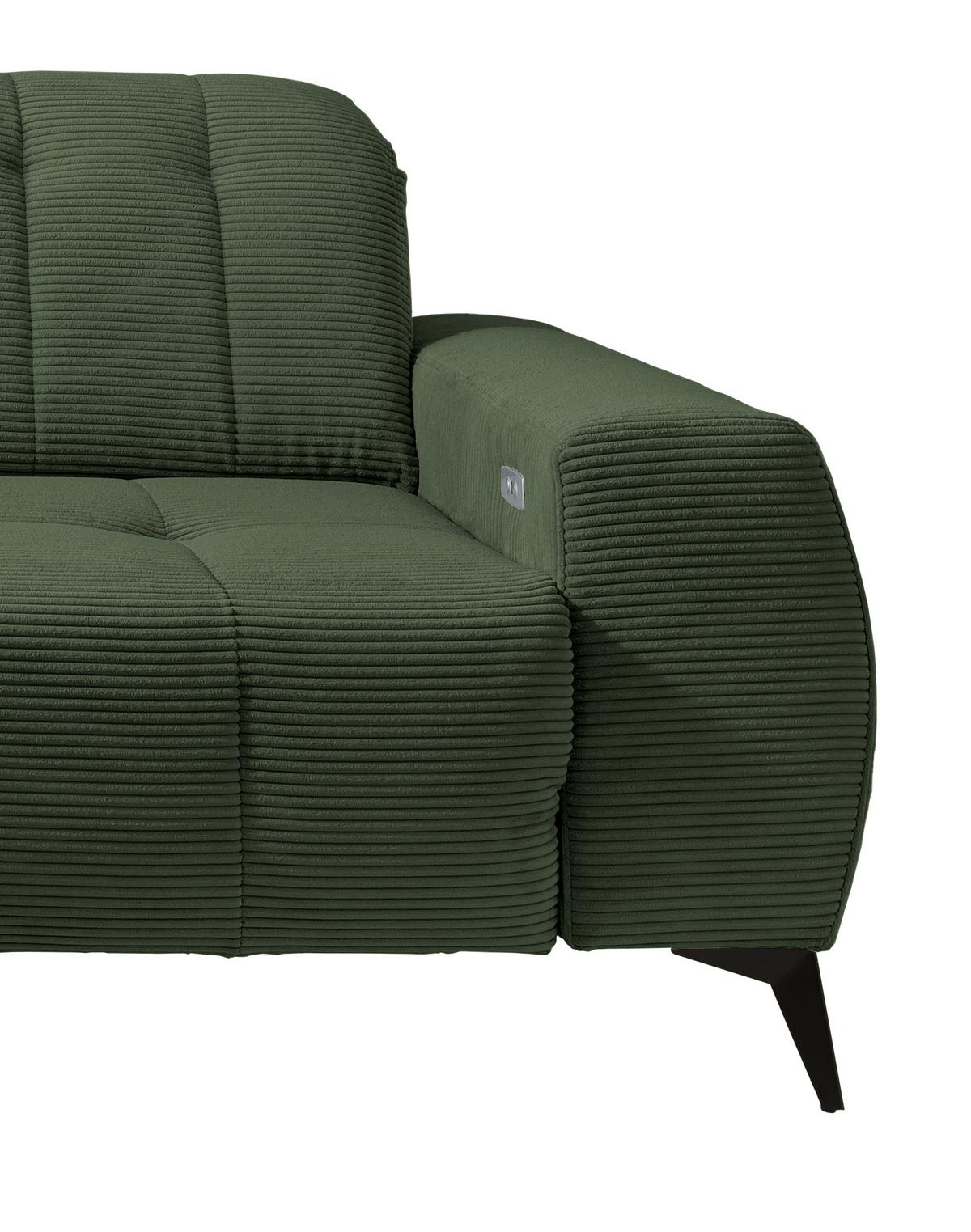 Ecksofa Mit Usb Anschluss Sano, Dunkelgrün,s: 200x261 Cm - Dunkelgrün/Schwarz, MODERN, Textil (200/261cm) - Livetastic