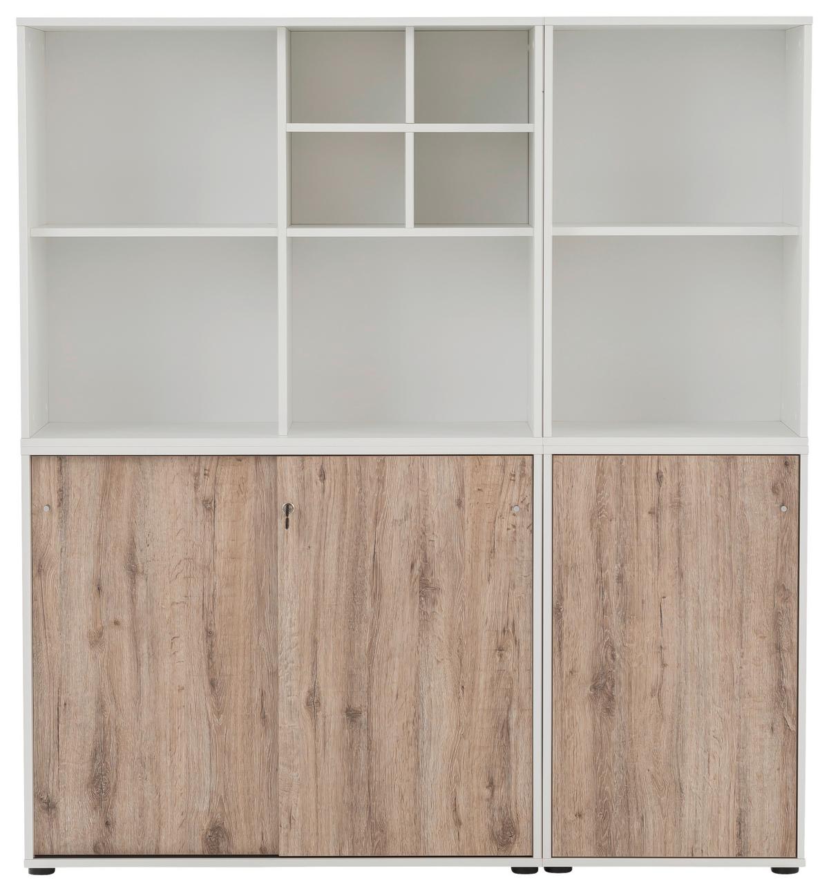 Aktenschrank Set Us1000+us510+regal - Wildeiche/Weiß, MODERN, Holzwerkstoff (165,2/151/41cm) - MID.YOU