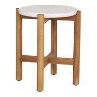 Beistelltisch Terracina Creme, L/B/H: 37x46x37cm - Beigebraun/Creme, Basics, Holz/Stein (37/46/37cm)