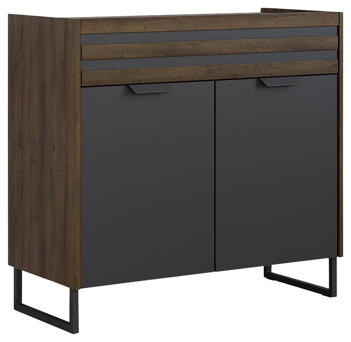 Kommode Barea Dunkelgrau Eiche Dekor - Eiche dunkel/Dunkelgrau, MODERN, Holzwerkstoff (96/87/41cm) - Rauch Möbel