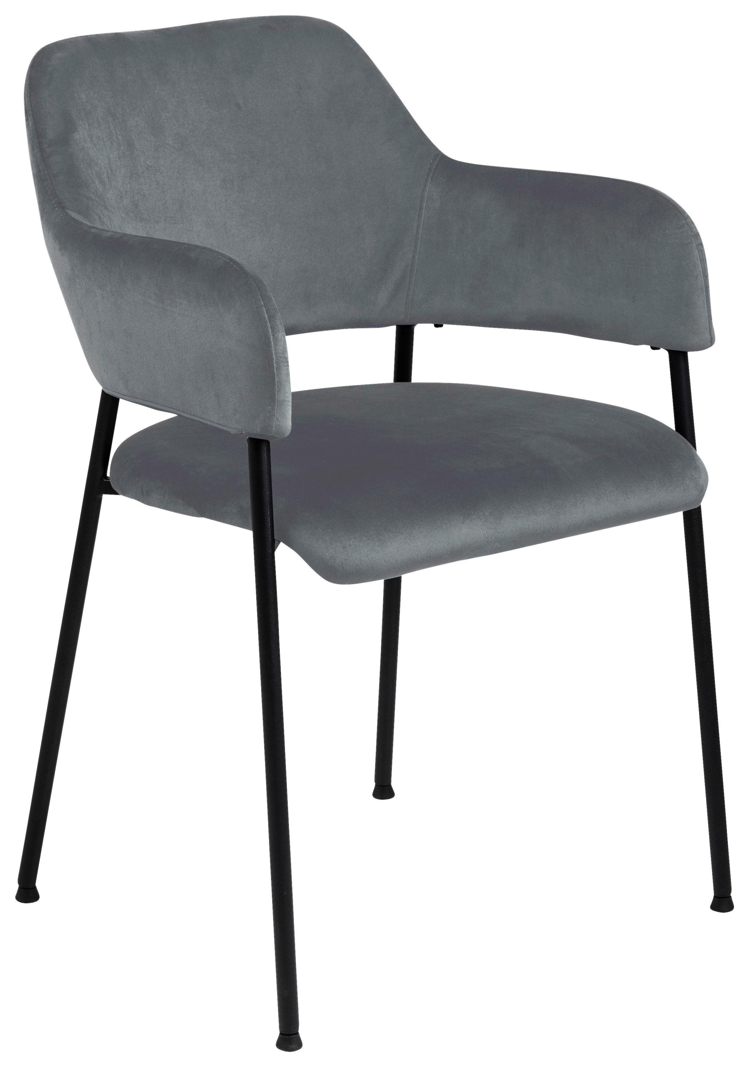 Židle S Podroučkami Lima Tmavě Šedá - černá/tmavě šedá, Design, kov/textil (54/82/55cm) - Livetastic