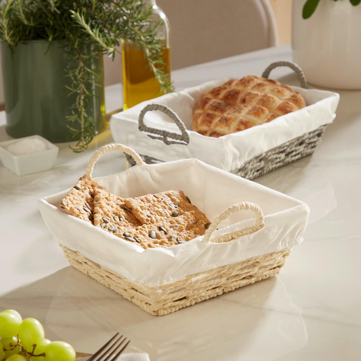 Brotkorb Leandra - Beige/Braun, Basics, Papier/Textil - Luca Bessoni