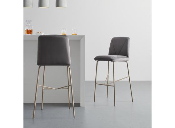 Barová Stolička Tara - sivá/zlatá, Moderný, kov/textil (53/110/57cm) - Modern Living Barová Stolička Tara - sivá/zlatá, Moderný, kov/textil (53/110/57cm) - Modern Living