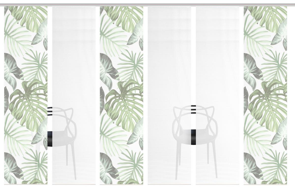 Flächenvorhang Sanja 6er Set - Weiß/Grün, Natur, Textil (60/260cm)