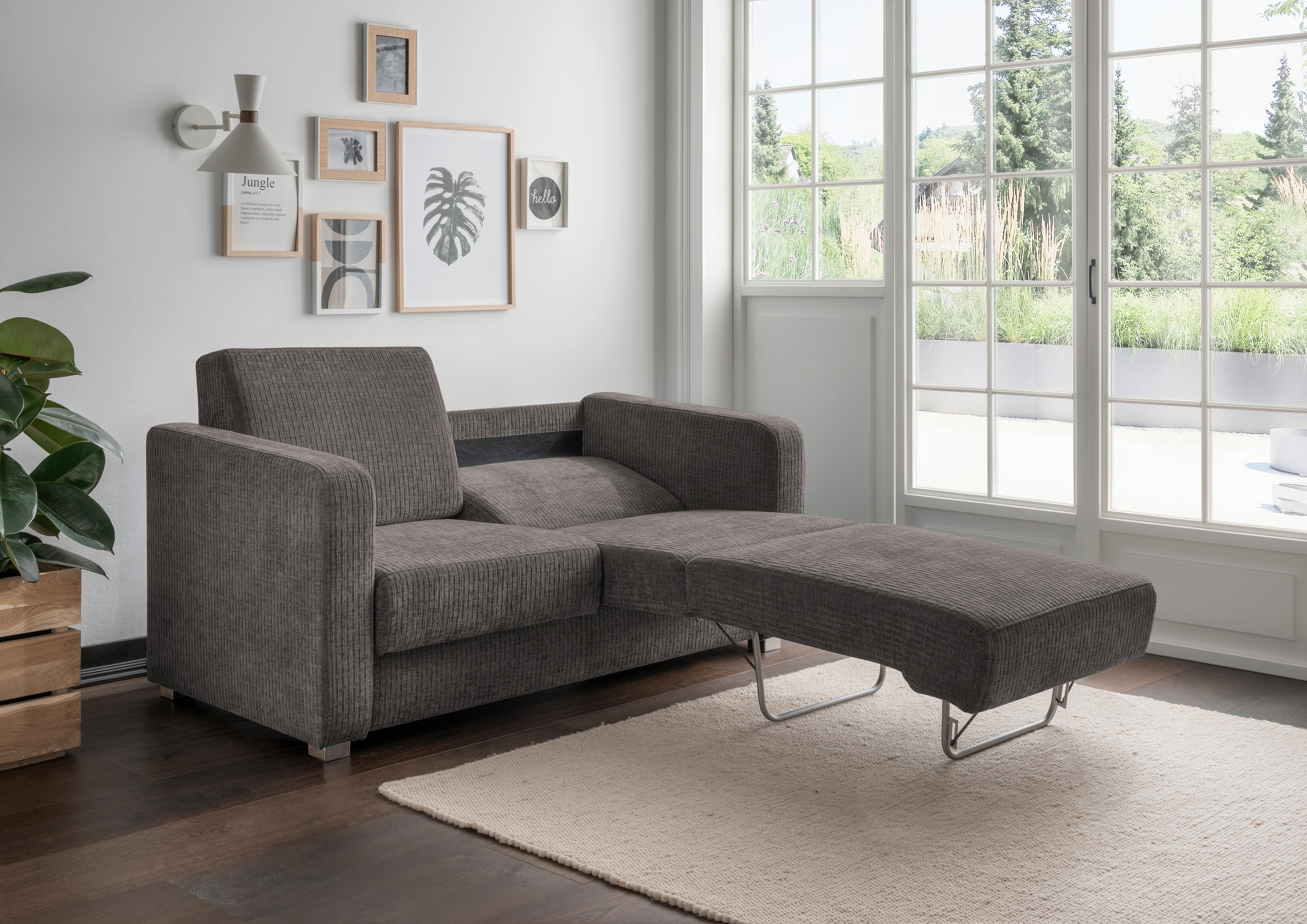 Schlafsofa Mia Braun, Grau, B:159 cm - Chromfarben/Braun, Basics, Textil (159/88/87cm) - Livetastic