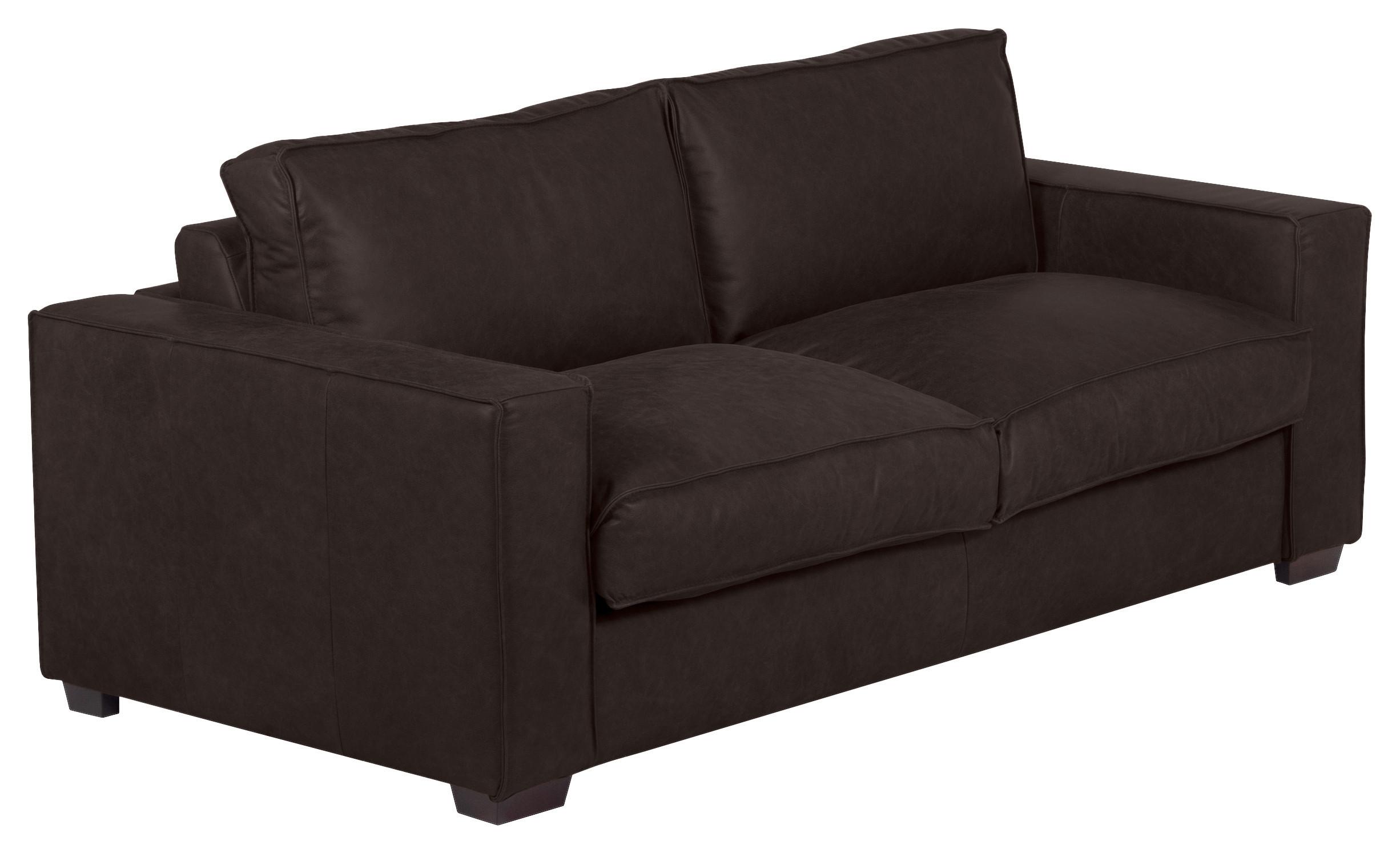 Schlafsofa Texas Dunkelbraun Anilinleder, B: 203 cm - Dunkelbraun, Design, Leder (203/85/99cm) - MID.YOU