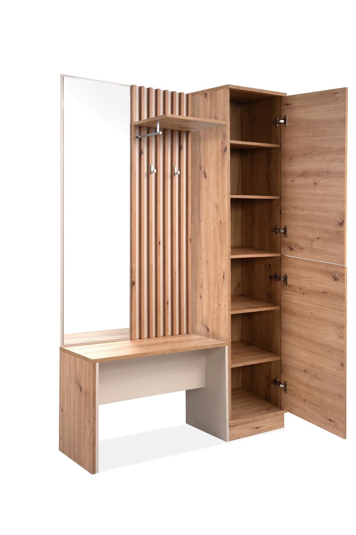 Garderobe Medan Kaschmir/Eiche Dekor B: 122cm - Kaschmir/Eiche Artisan, MODERN, Glas/Holzwerkstoff (122/190/37cm) - MID.YOU