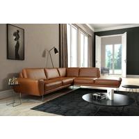 Ecksofa Spring Cognac Chrom S: 273x250 Cm - Chromfarben/Cognac, Design, Leder (273/250cm) - Livetastic