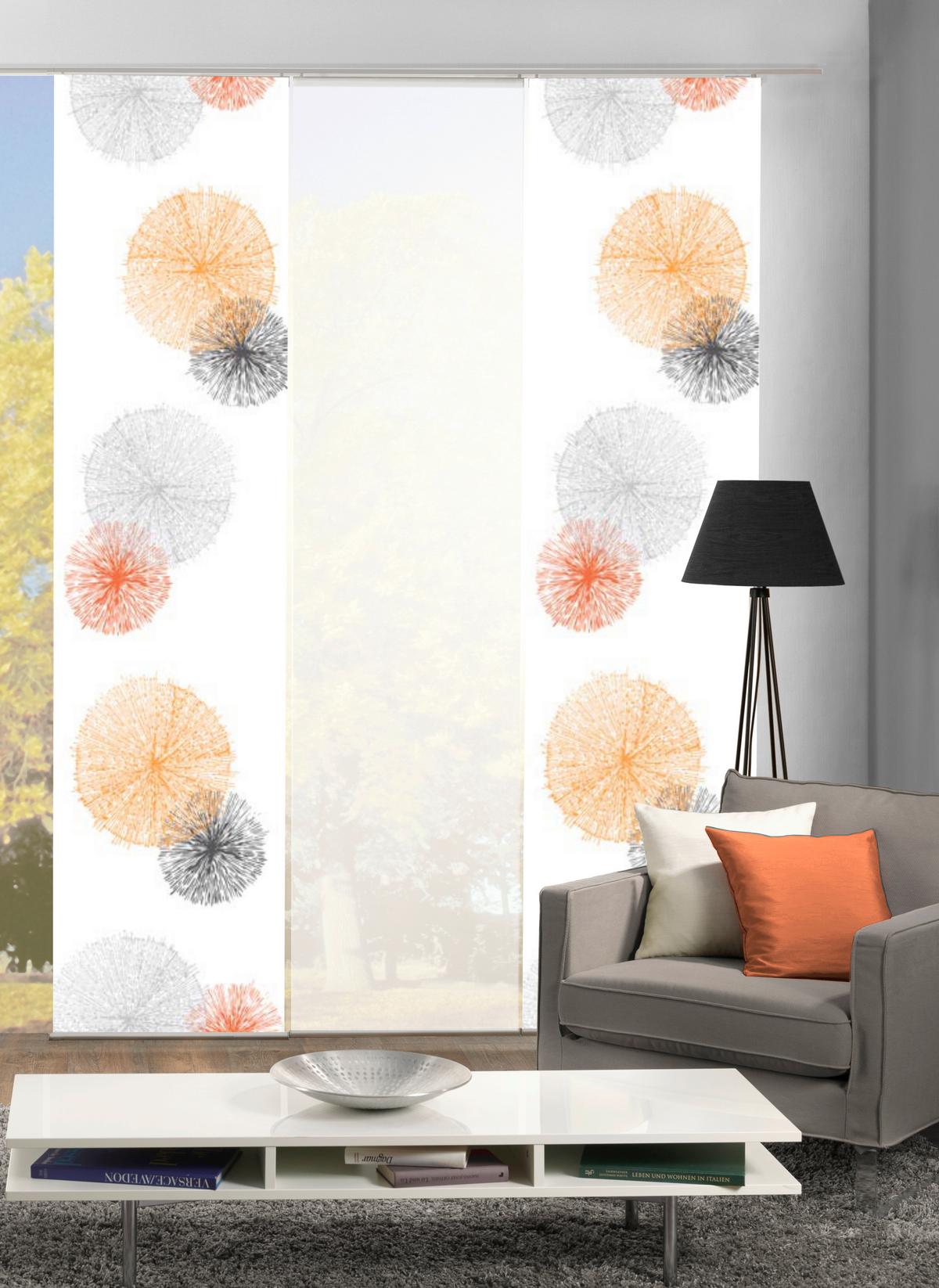 Flächenvorhang 3-tlg. Rawlins B: 60 Cm, Orange/grau - Orange, Basics, Textil (60/245cm)