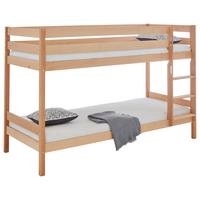 Etagenbett Lupo 2 Natur Buche Massiv mit Absturzsicherung - Buchefarben, KONVENTIONELL, Holz (90/200cm)