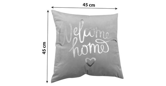 Zierkissen Welcome Home 45 X45 cm Polyester Grau mit Zipp - Grau, MODERN, Textil (45/45cm) - Luca Bessoni