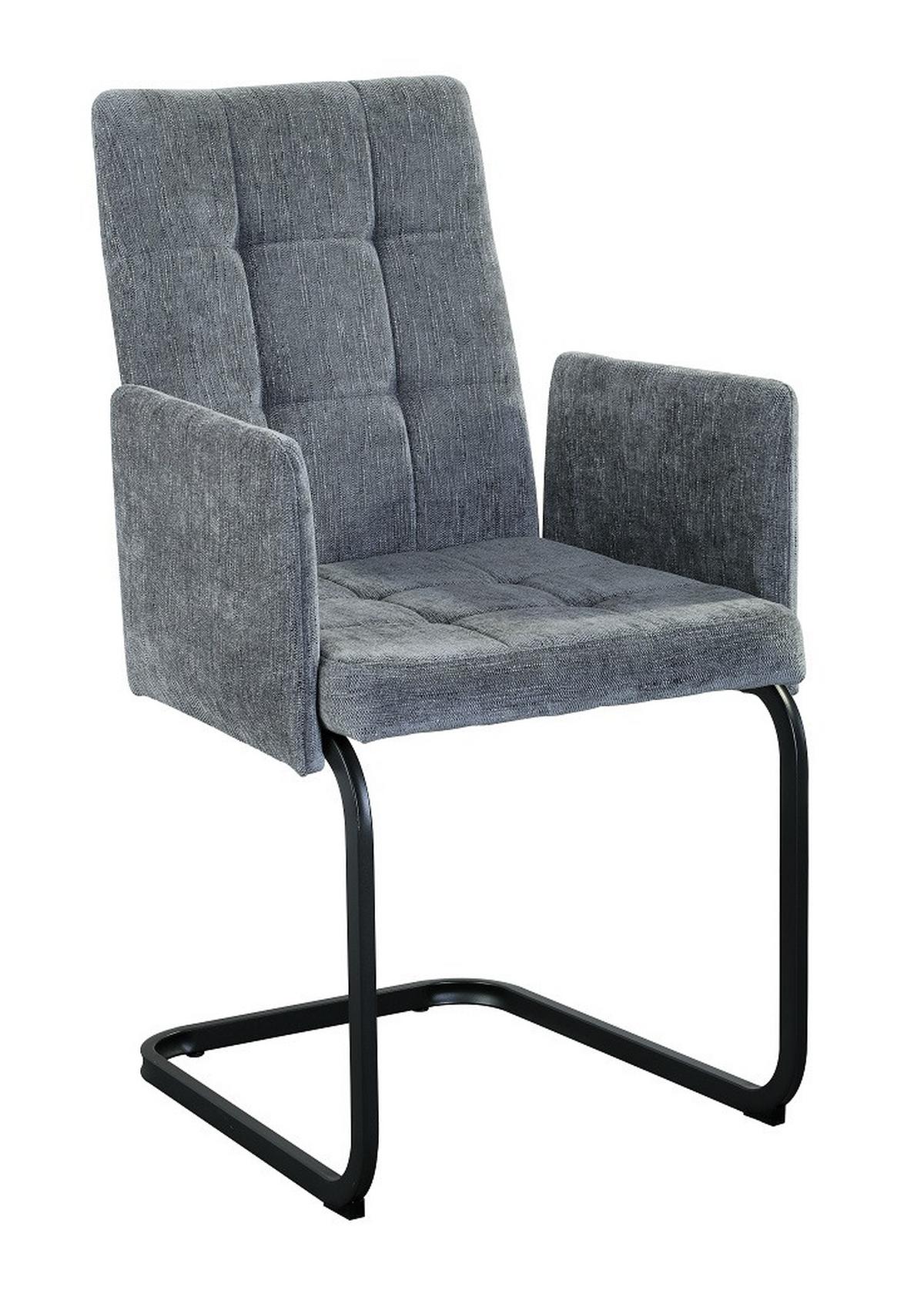 Armlehnstuhl Bordal - Hellgrau/Schwarz, MODERN, Textil/Metall (52/91/59,5cm) - MID.YOU