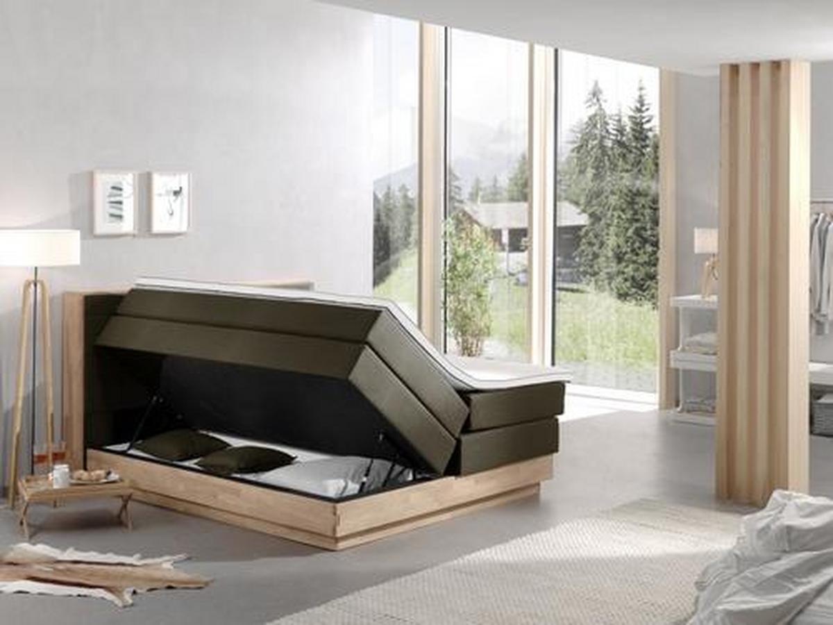 Boxspringbett Mit Topper & Bettkasten 180x200cm Moneta - Eichefarben/Schwarz, MODERN, Holz/Textil (180/200cm) - MID.YOU