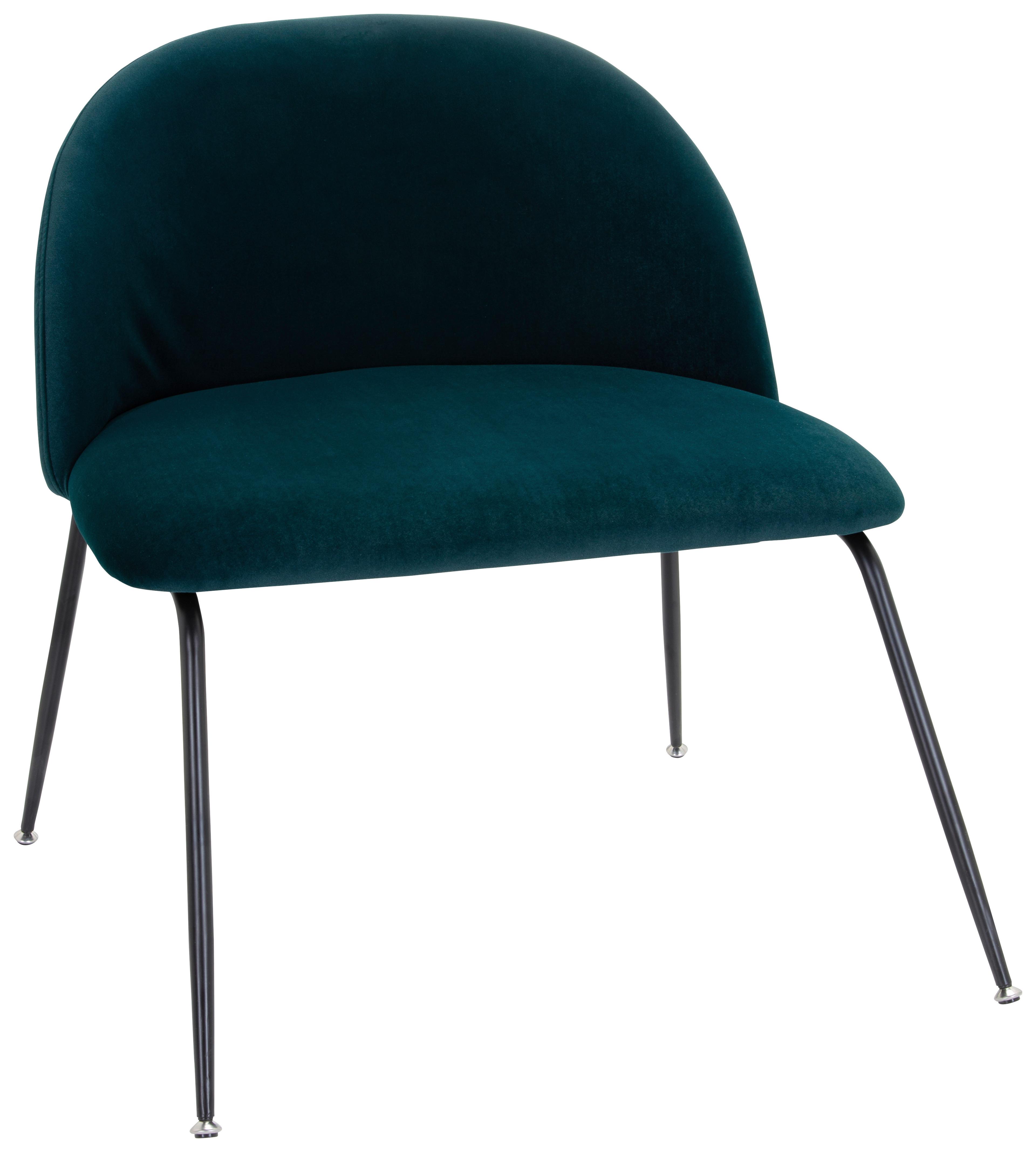 Besucherstuhl Velvo Samt Petrol Bis 120 Kg - Petrol/Schwarz, Basics, Textil/Metall (72/80/65cm) - MID.YOU