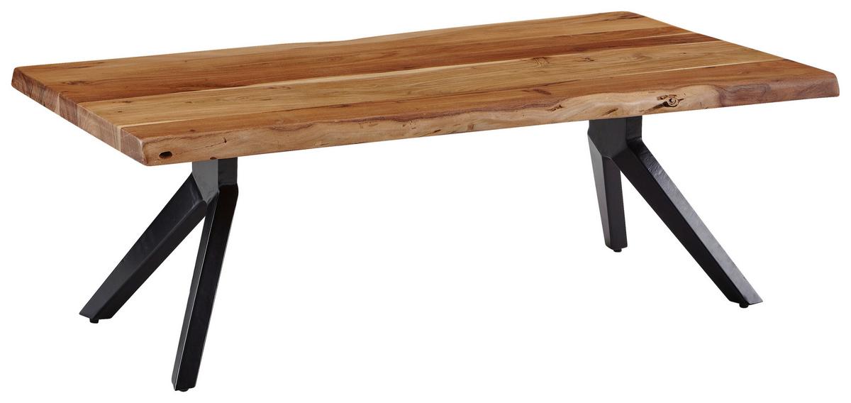 Konferenční stolek akácie - černá/přírodní barvy, Konvenční, kov/dřevo (115/64/37cm) - MID.YOU