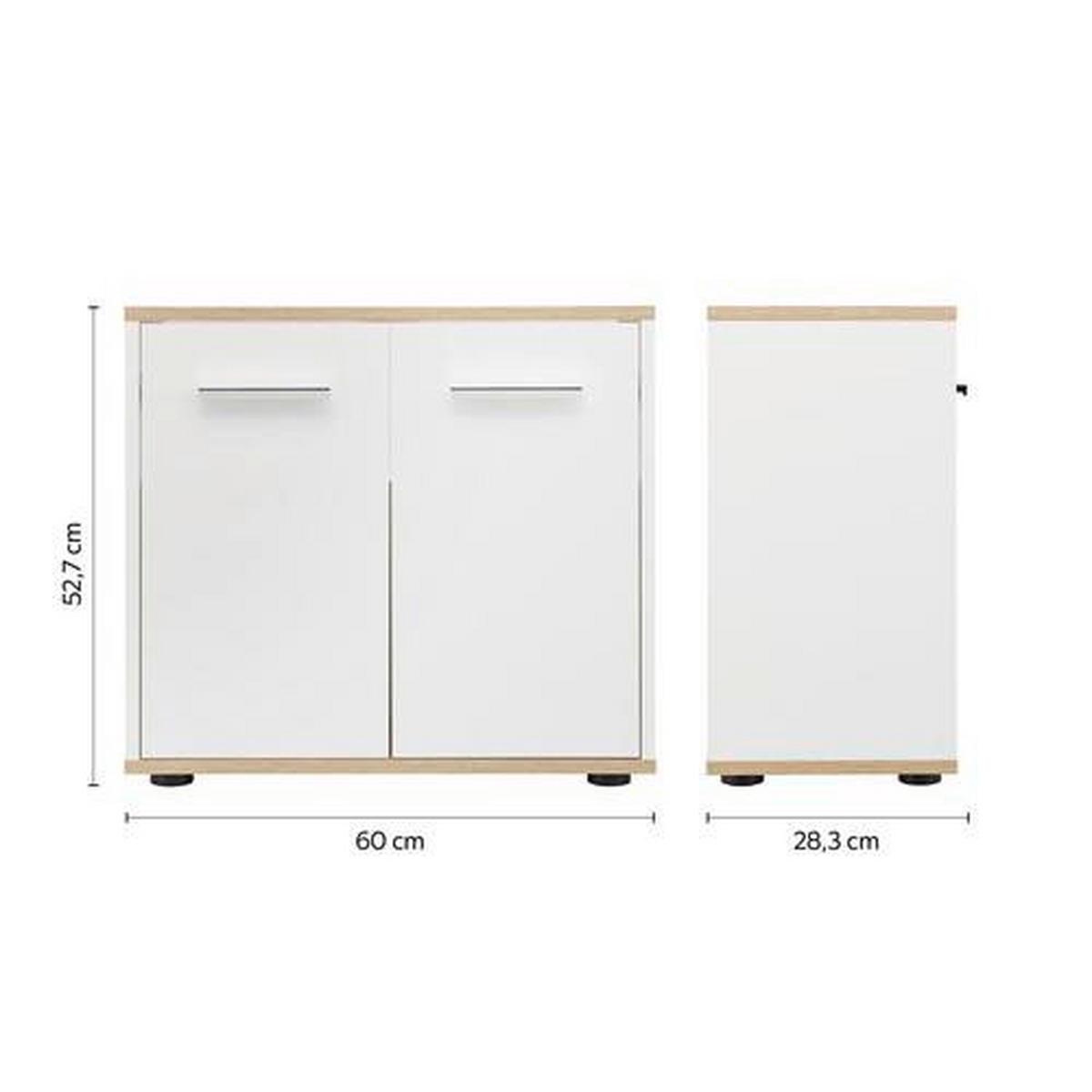 Waschbeckenunterschrank Yasmin B: 60cm Weiß - Eichefarben/Schwarz, Basics, Holzwerkstoff (60/52,7/28,3cm) - MID.YOU