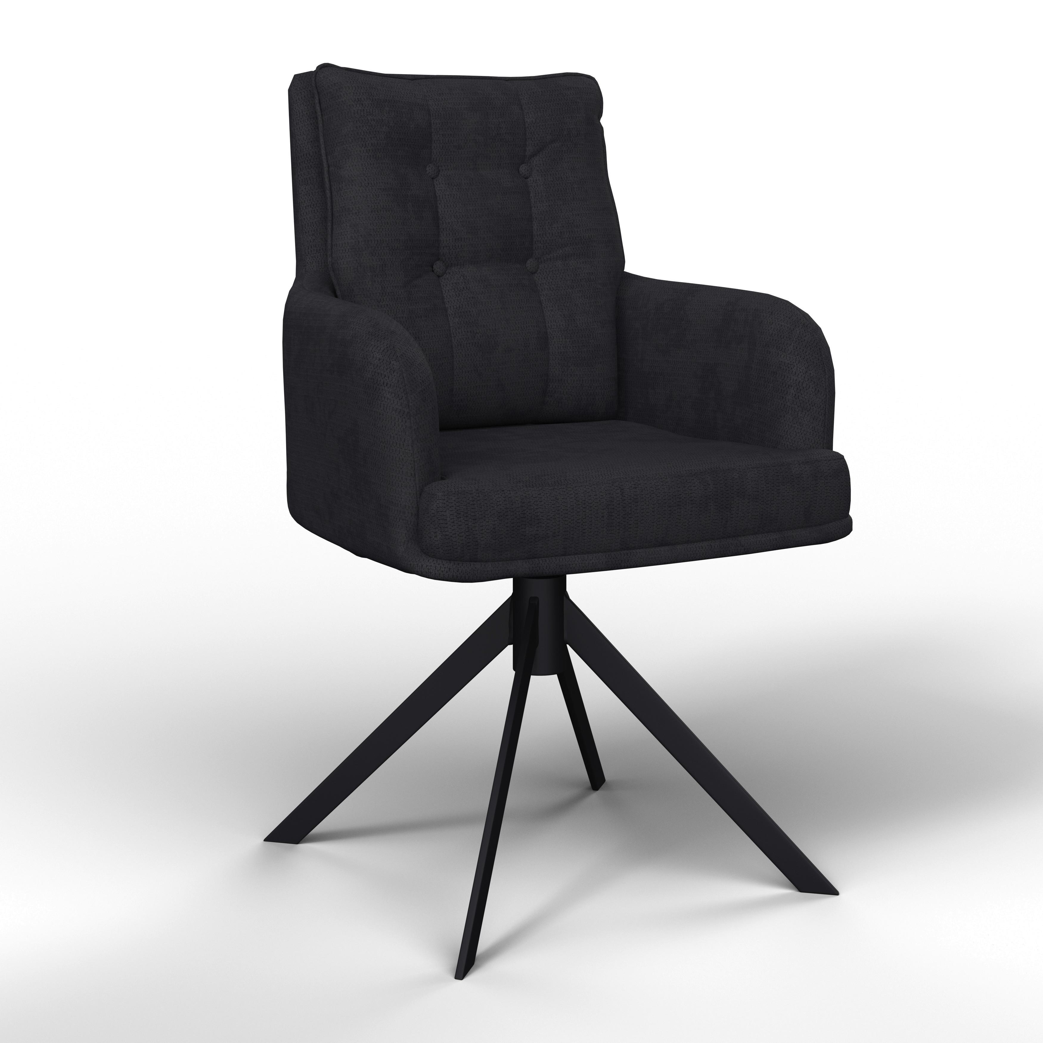 Židle s područkami MARIETTA, černá - černá, Moderní, kov/textil (60/92/67cm) - Bessagi Home