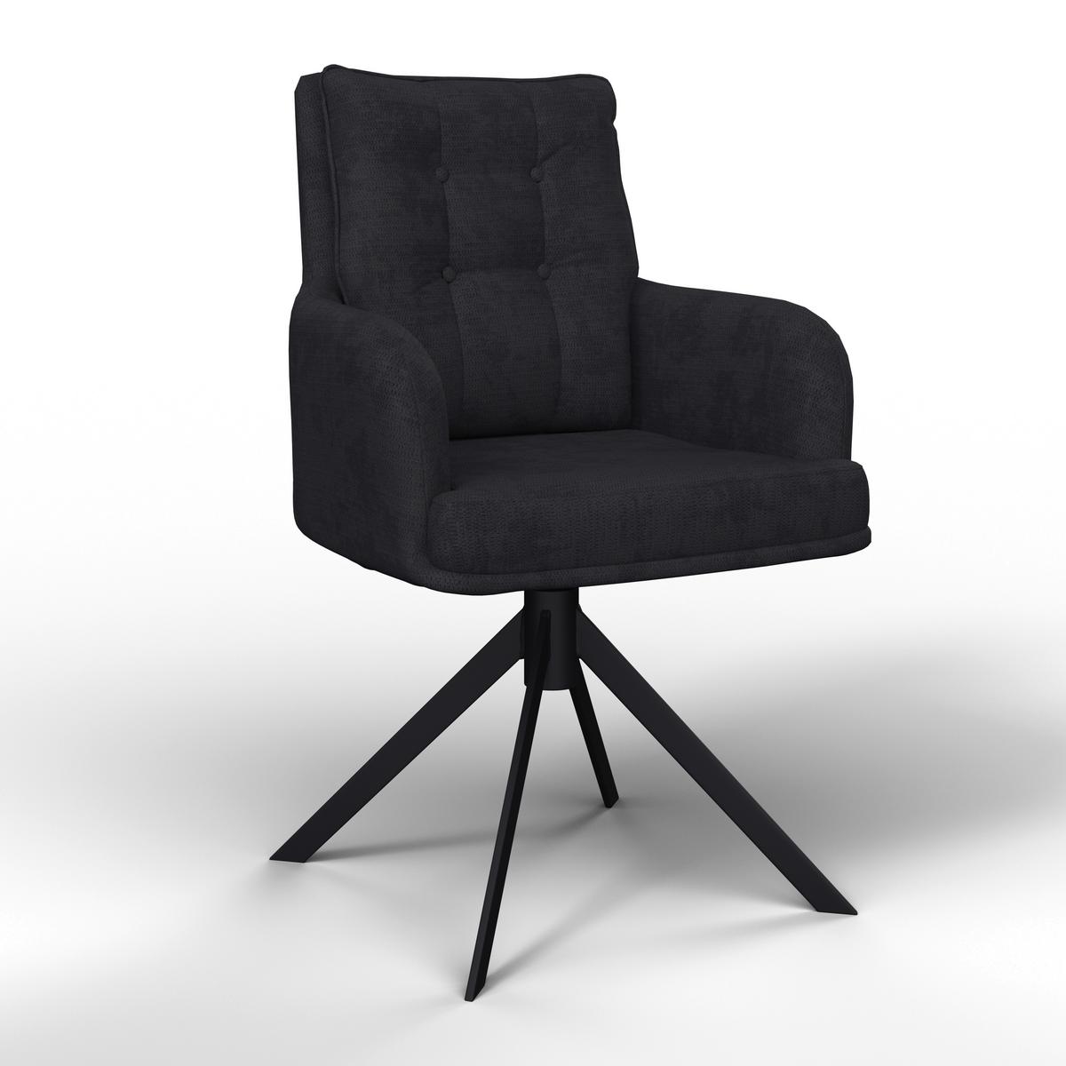 Stolička s podrúčkami MARIETTA, čierna - čierna, Modern, kov/drevo (60/92/67cm) - Bessagi Home