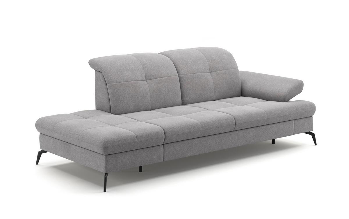 Récamiere Amica E, Hellgrau B: 231 Cm - Hellgrau/Schwarz, KONVENTIONELL, Textil (231/90/122cm) - Sit & More