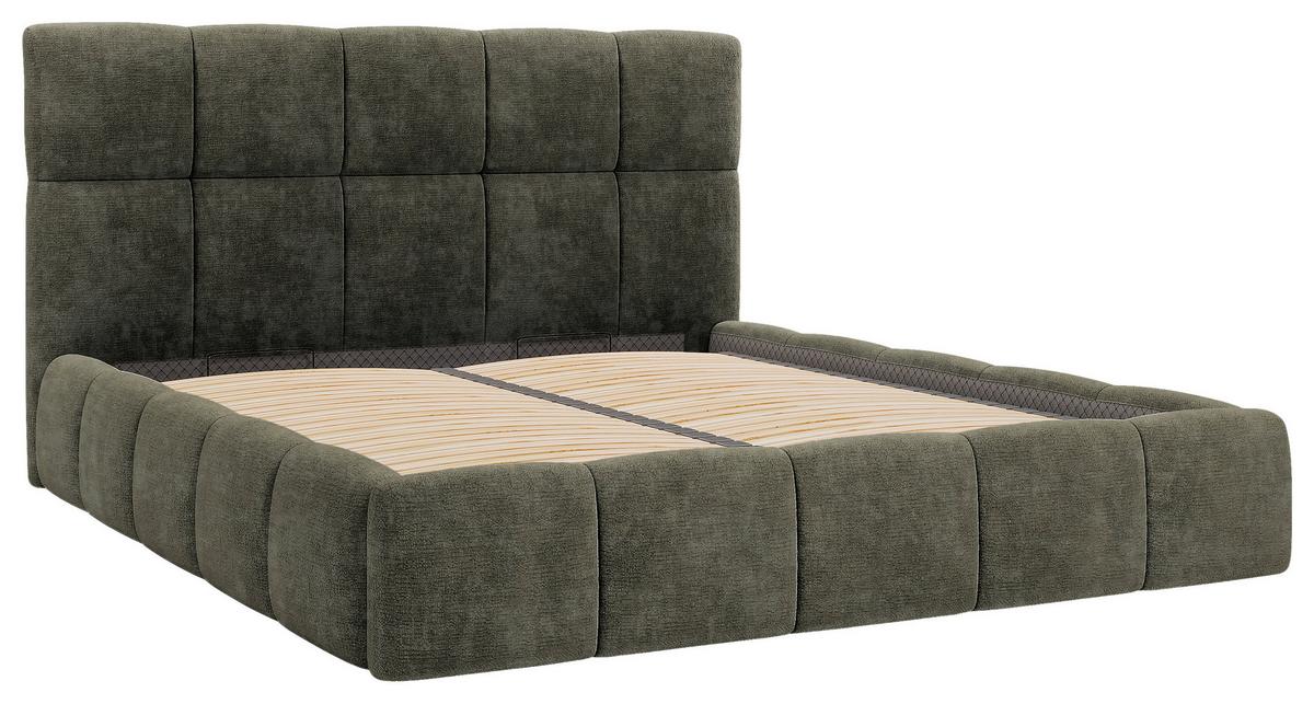 Polsterbett Cherry Chenille Grau, Lf: 180x200 cm - Schwarz/Grau, MODERN, Holz/Holzwerkstoff (180/200cm) - MID.YOU