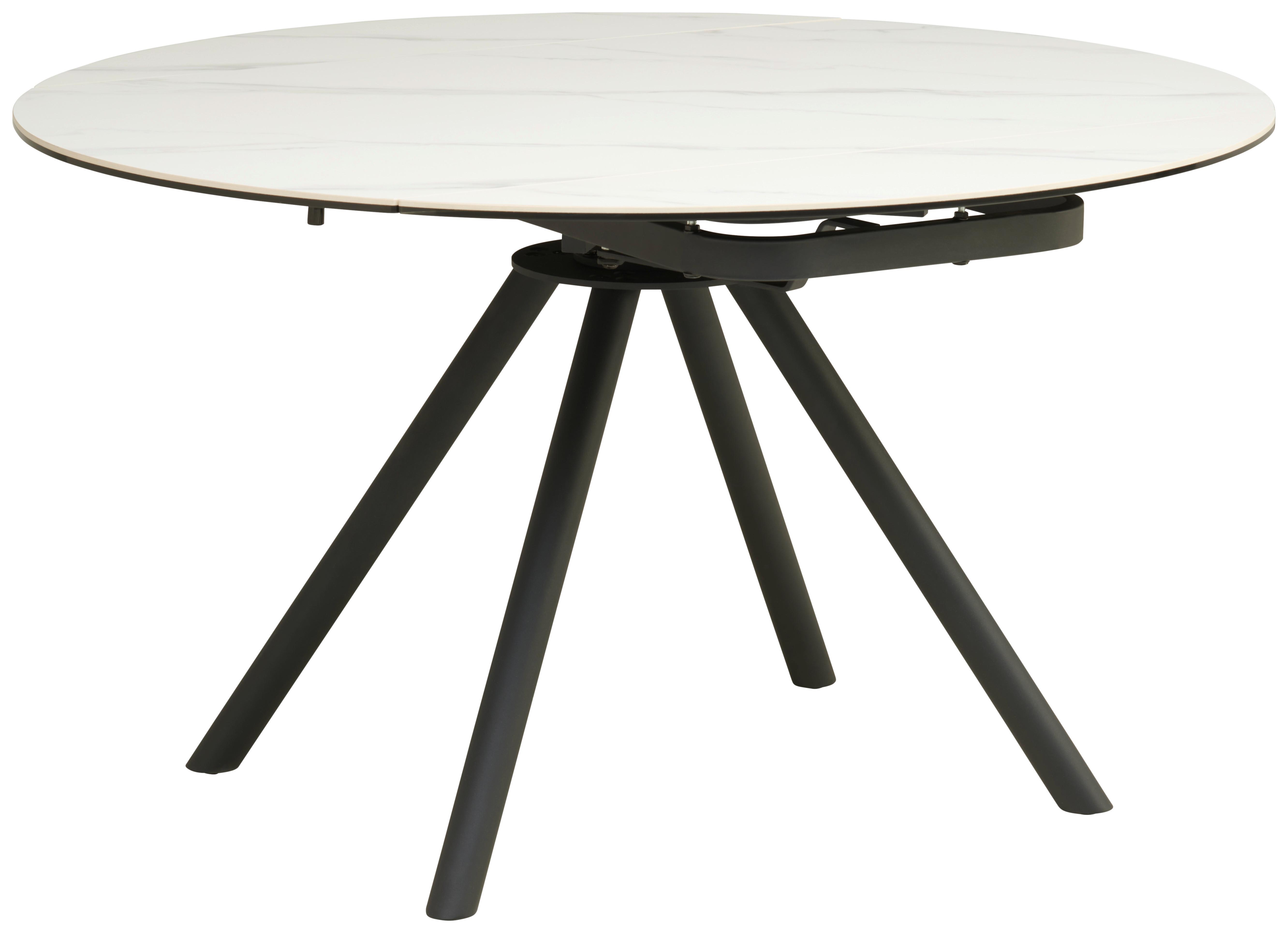 Esstisch Dalia - Schwarz/Weiß, LIFESTYLE, Glas/Keramik (80-130/75-77/130cm) - MID.YOU