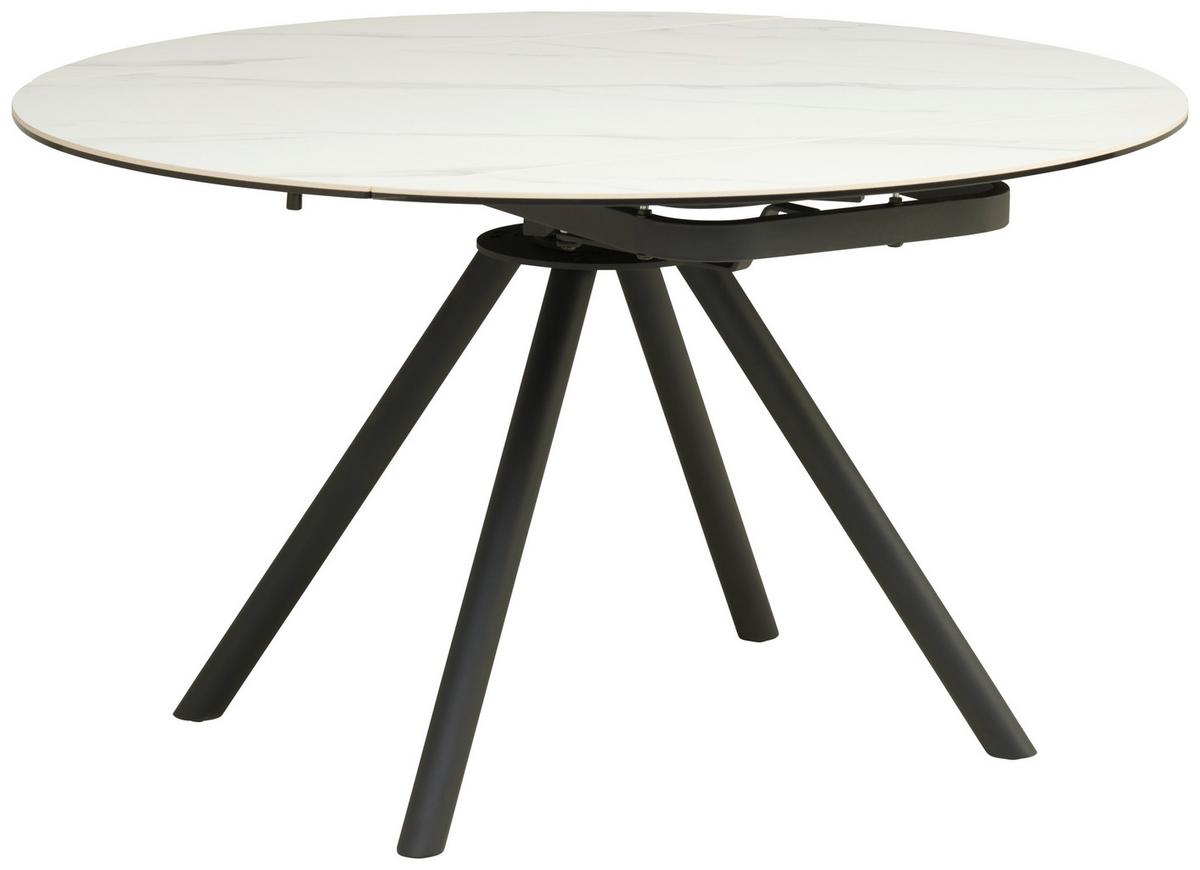 Esstisch Dalia - Schwarz/Weiß, LIFESTYLE, Glas/Keramik (80-130/75-77/130cm) - MID.YOU