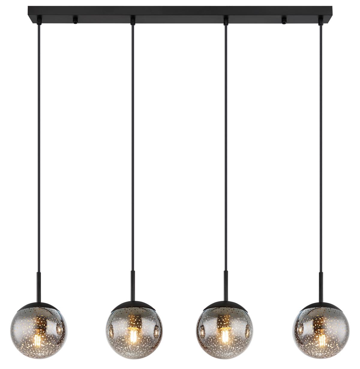 Hängeleuchte 15881-4h H: 120 Cm 4-Flammig Rauchglas - Schwarz, Design, Glas/Metall (90/15/120cm) - Globo