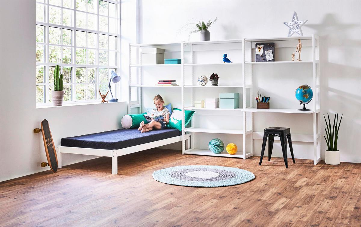 Bett Eco Dream Kiefer Massiv Weiß, Lf: 90x200 cm - Weiß/Naturfarben, MODERN, Holz (90/200cm) - MID.YOU