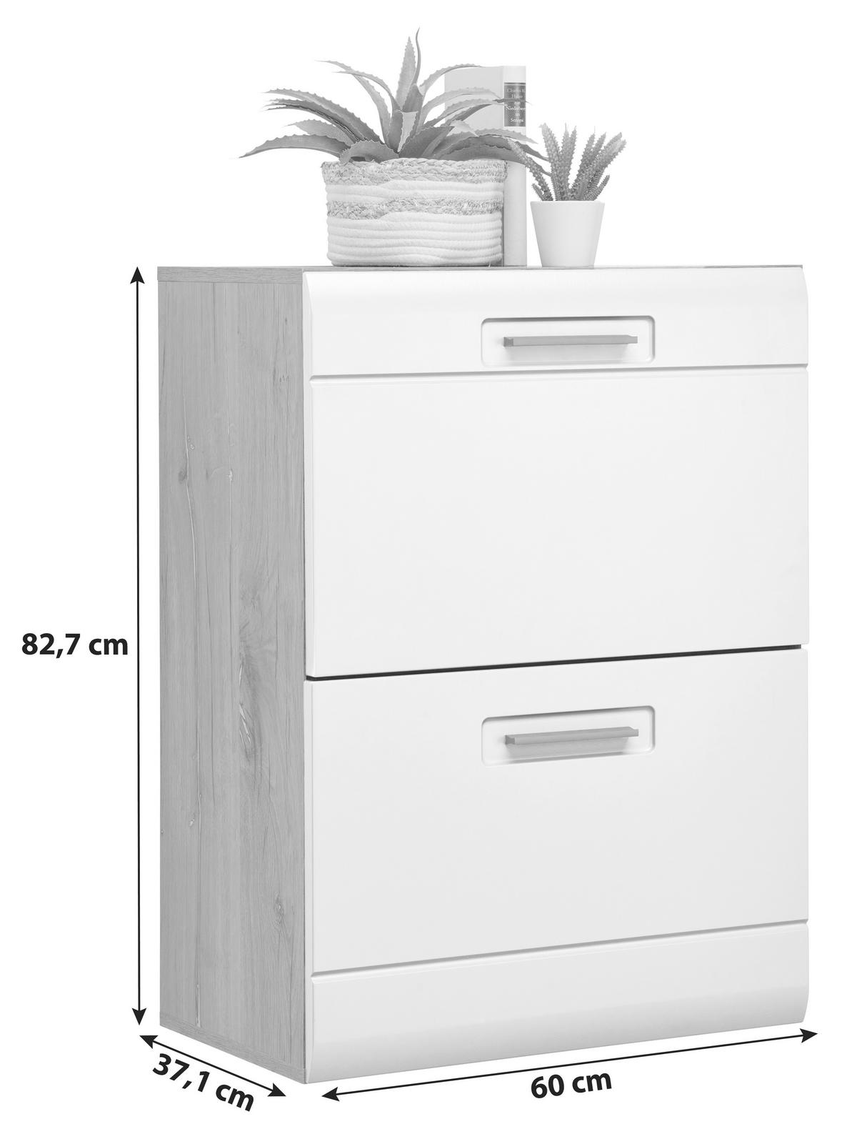 Skrinka na topánky AURIS - biela/farba duba, Modern (60/82,7/37,1cm) - Luca Bessoni