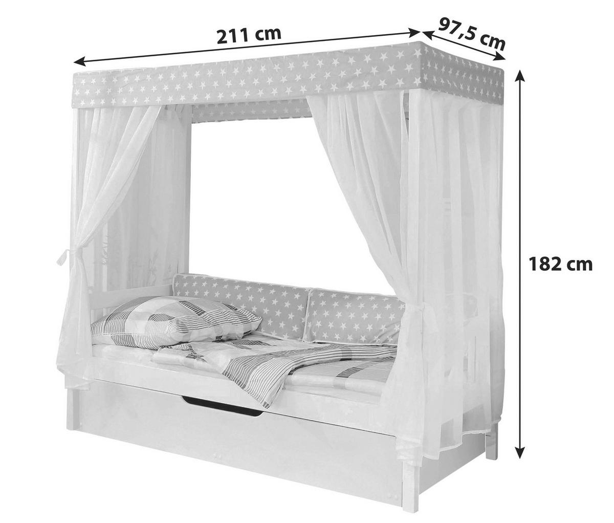 Postel s nebesy LINO závěs růžově-bílý - bílá/růžová, Moderní, dřevo (90/200cm) - MID.YOU