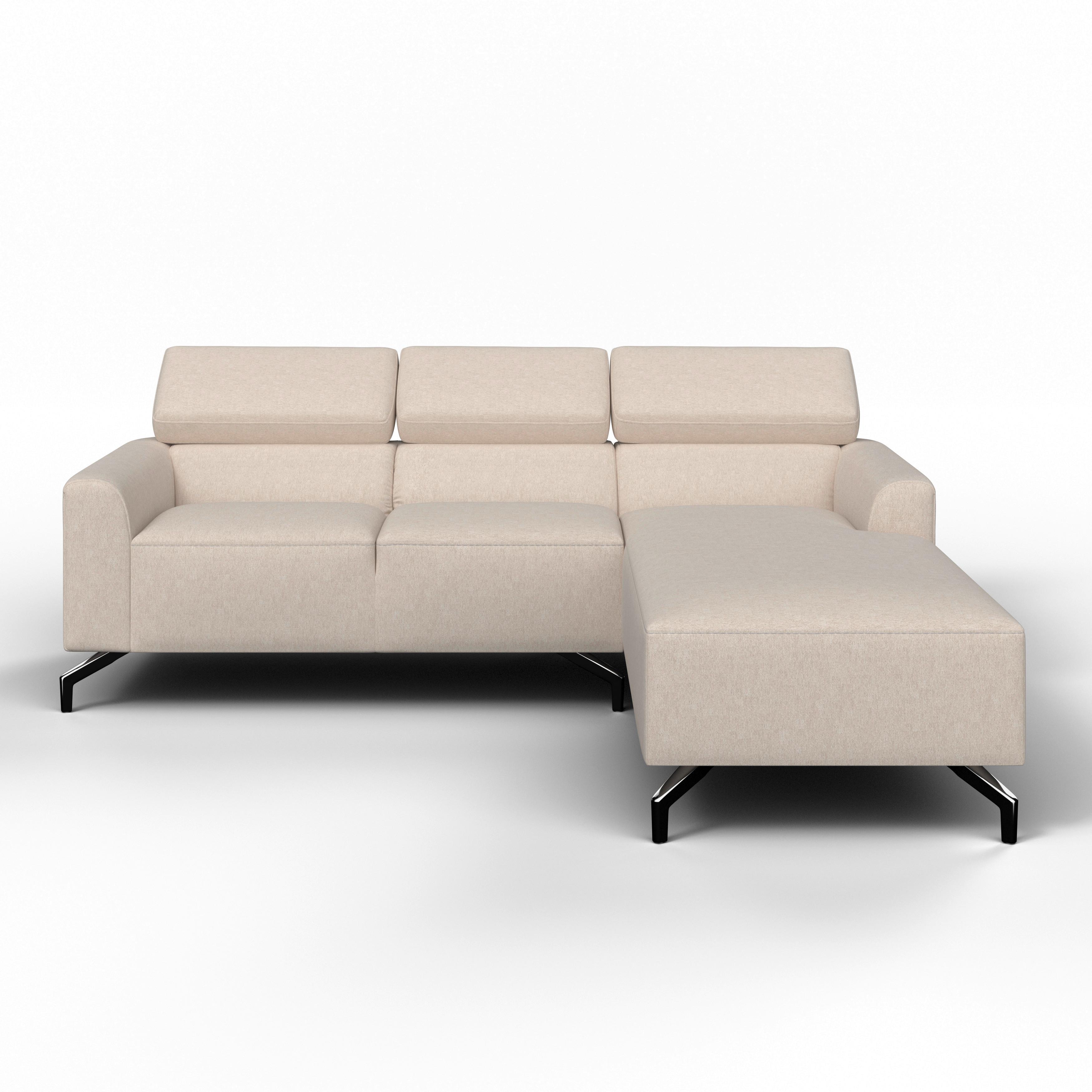 Sedací souprava FIBU, béžová barva - barvy stříbra/béžová, Moderní, kov/dřevo (211/71/146cm) - Bessagi Home
