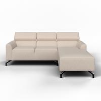 Sedací souprava FIBU, béžová barva - barvy stříbra/béžová, Moderní, kov/dřevo (211/71/146cm) - Bessagi Home