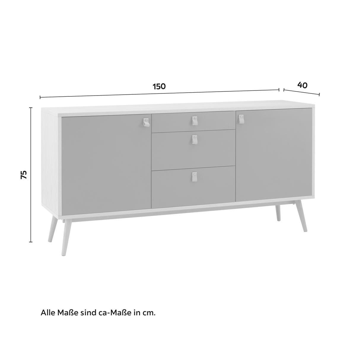 Široká komoda LENA prírodné farby/sivá - svetlohnedá/sivá, Modern, drevo/kompozitné drevo (150/75/40cm) - Bessagi Home