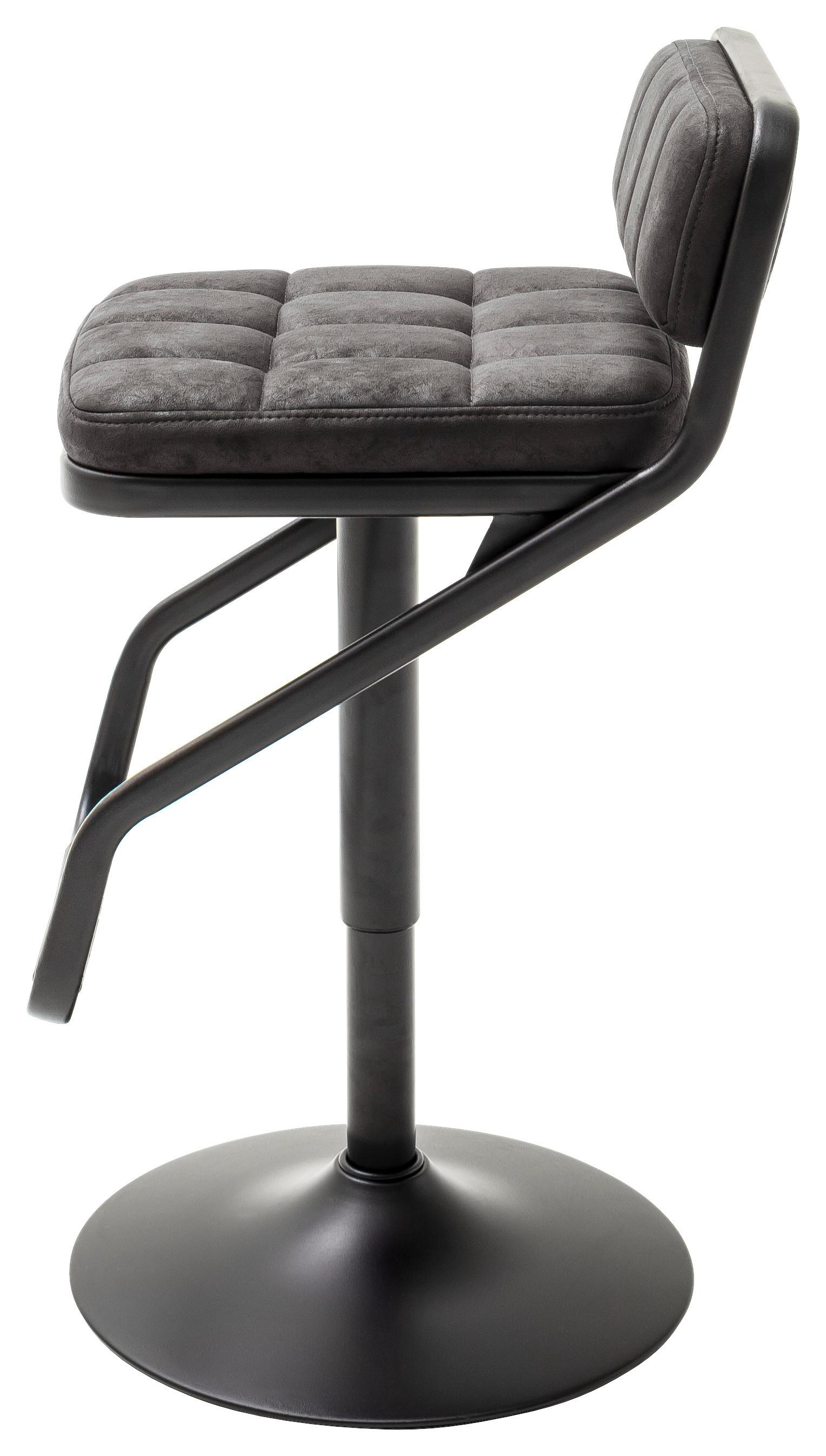 Barhocker Dundee Höhenverstellbar Lederlook - Anthrazit/Schwarz, MODERN, Textil/Metall (42/80/50cm) - MID.YOU