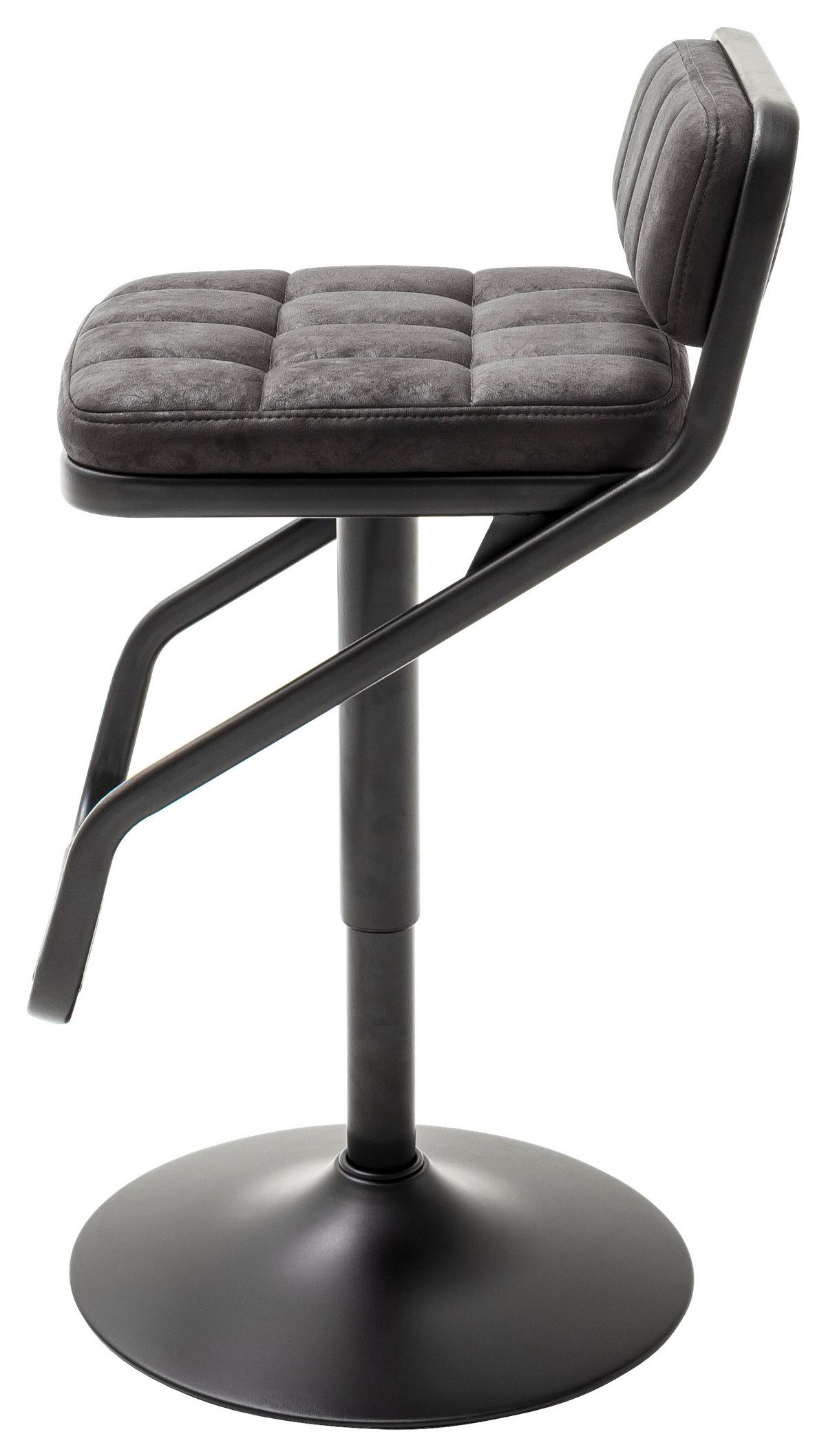 Barhocker Dundee höhenverstellbar Lederlook - Anthrazit/Schwarz, MODERN, Textil/Metall (42/80/50cm) - MID.YOU