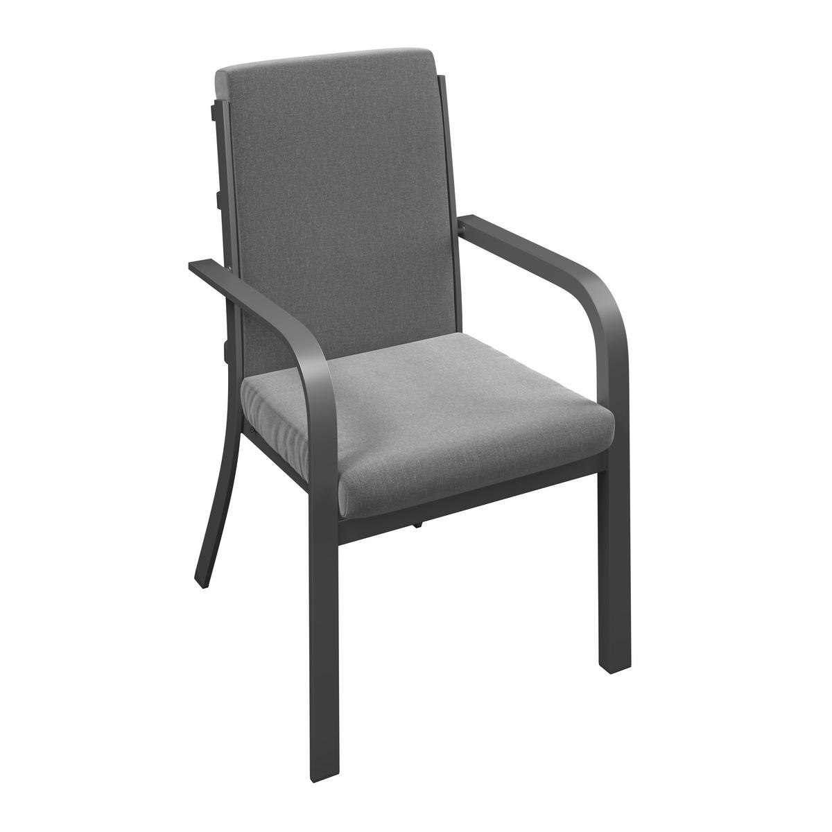 Gartensessel Bogota - Dunkelgrau, Trend, Textil/Metall (59.5/92/69.5cm) - Beldano