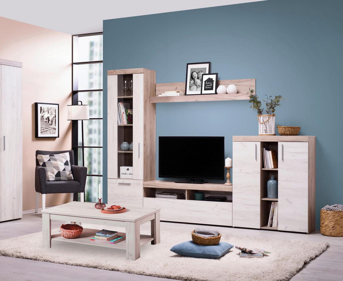 Szekrénysor Arno - Bianco tölgy/szürke tölgy, Modern, faalapú anyag/üveg (262/195/35cm) - Best Price