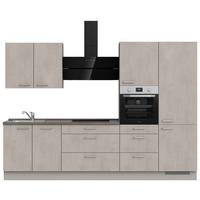 Kuchyňská linka 300 cm, šedý betón/ kamenná šedá - šedá/světle šedá, Moderní, kov/kompozitní dřevo (300cm) - Nobilia