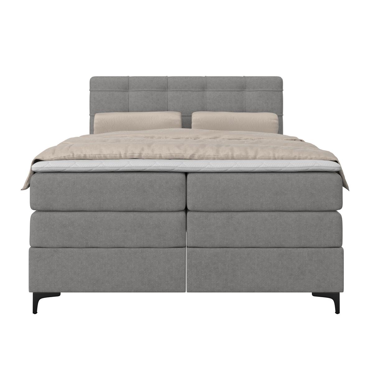 Boxspringbett MITTO Grau 140x200 cm - Schwarz/Grau, KONVENTIONELL, Textil/Metall (140/200cm)